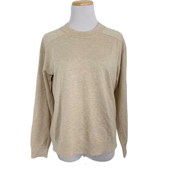 J Crew Crewneck Cotton Cashmere Pullover Sweater in Natural - Picture 1 of 13